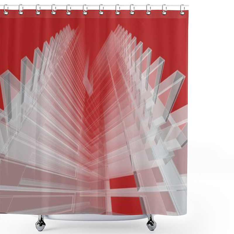 Personality  3D Illustration Architecture Building Perspective Lines. Shower Curtains