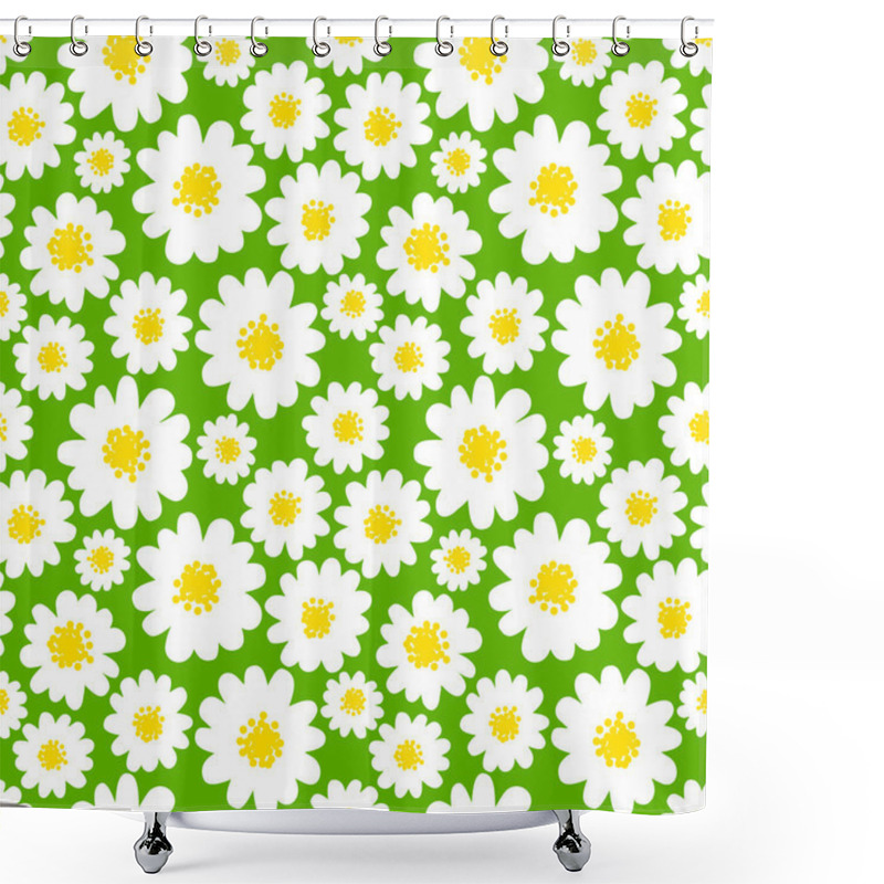 Personality  White Daisies Seamless Pattern Shower Curtains