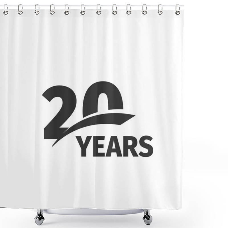 Personality  Isolated Abstract Black 20th Anniversary Logo On White Background. 20 Number Logotype. Twenty Years Jubilee Celebration Icon. Twentieth Birthday Emblem. Vector Anniversary Illustration. Shower Curtains