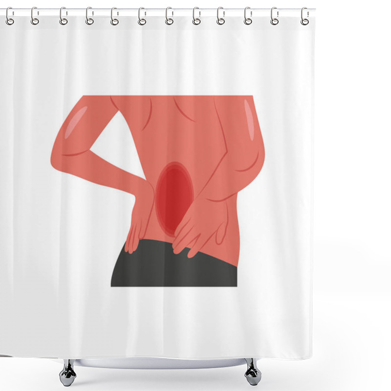 Personality  Back Pain Flat Vector Illustration Isolated Shower Curtains