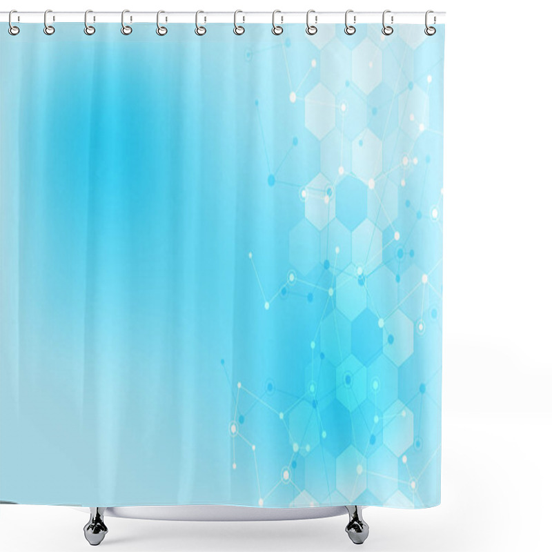 Personality  Abstract Geometric Texture With Molecular Structures And Neural Network. Molecules DNA And Genetic Research. Plexus Background. Vector Illustration For Medical, Scientific And Technological Design. Shower Curtains