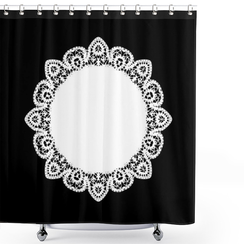 Personality  Lace Round Ornament Background Shower Curtains