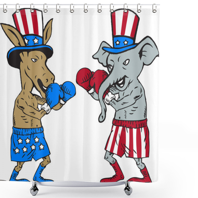 Personality  Democrat Donkey Boxer And Republican Elephant Shower Curtains