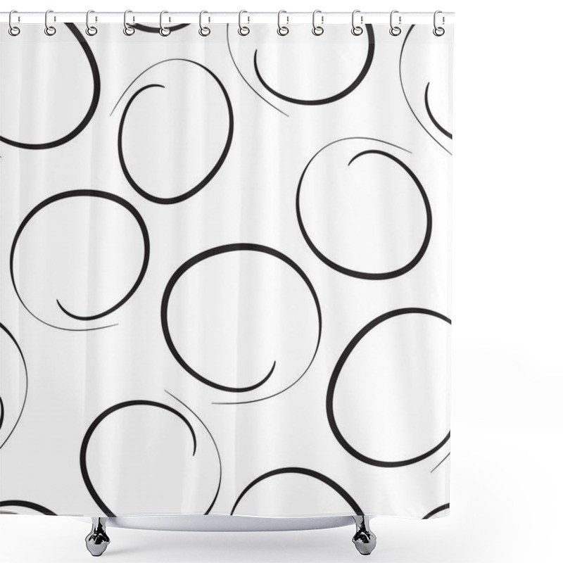 Personality  Hand Drawn Scribble Circles Seamless Pattern Background. Busines Shower Curtains