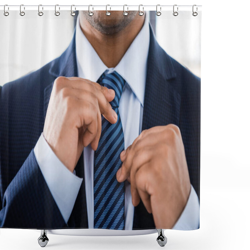 Personality  Businessman Tying Necktie  Shower Curtains