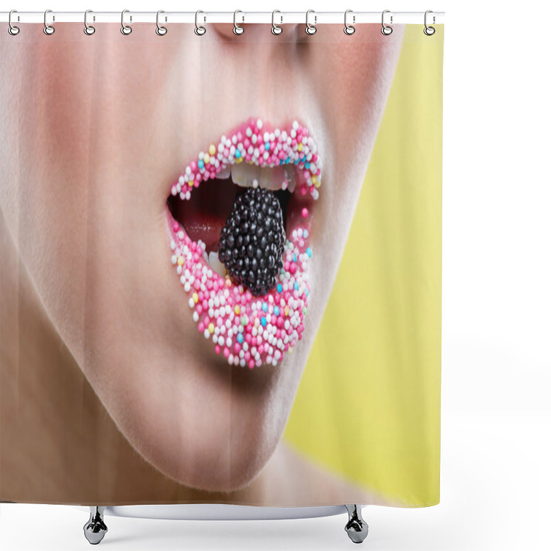 Personality  Woman's Mouth Biting Mulberry Shower Curtains