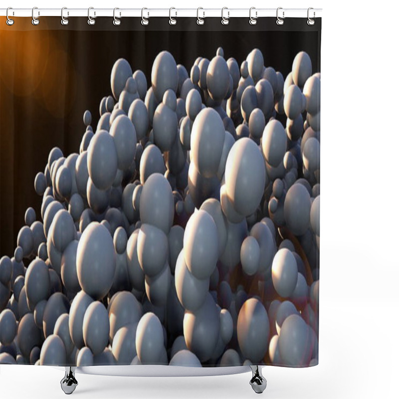 Personality  Computer Generated Many Bubble With Light Rays. 3d Rendering Of Abstract Background Shower Curtains