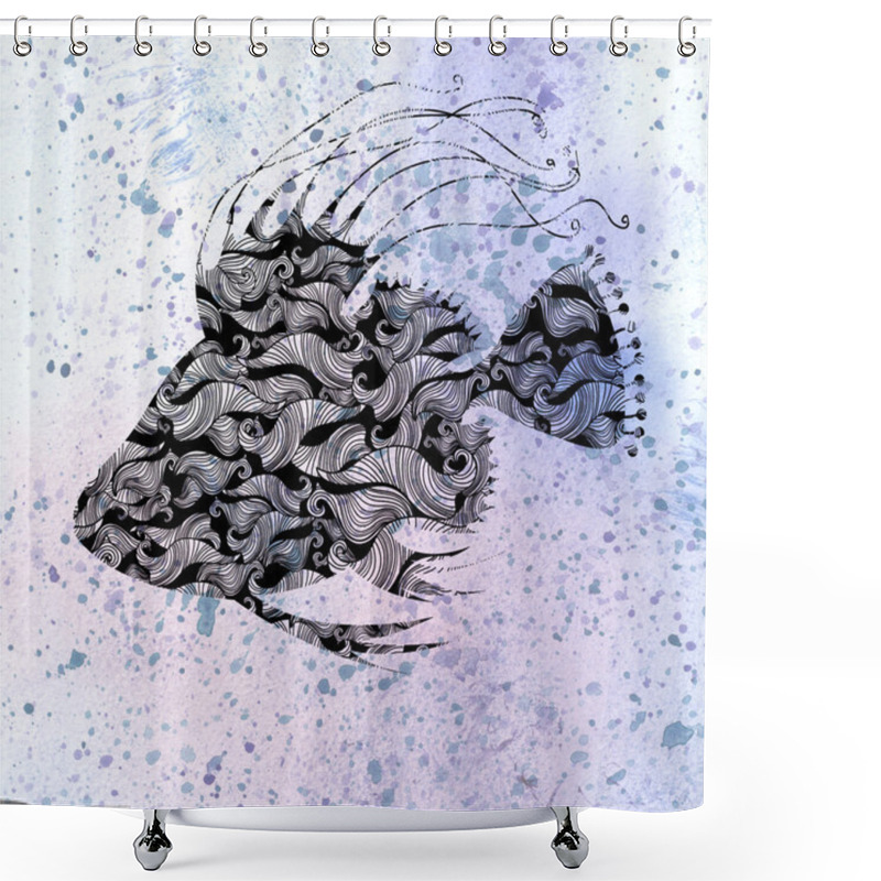 Personality  Ornamental Fish Silhouette Shower Curtains