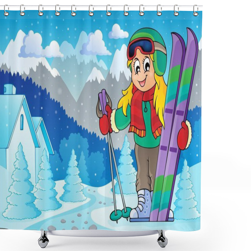 Personality  Skiing Theme Image 2 Shower Curtains