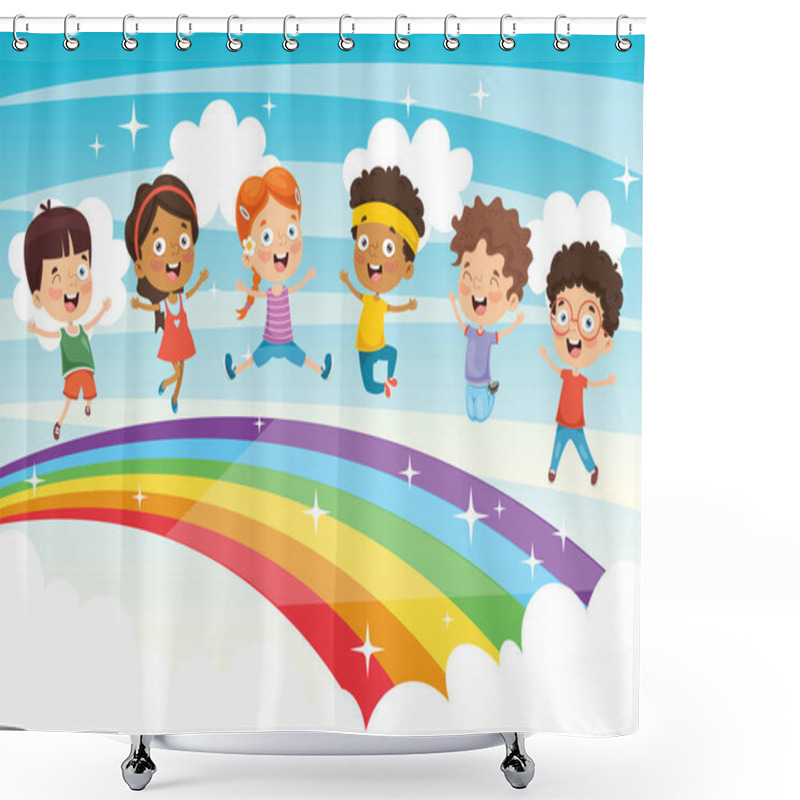 Personality  Vector Illustration Of Rainbow Children Shower Curtains