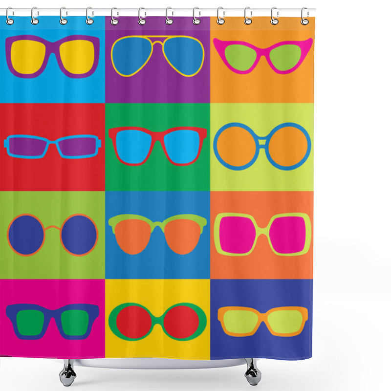 Personality  Eyeglasses Checkerboard Pattern Shower Curtains