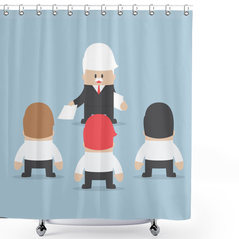 Personality  Businessman Divide Up The Work To His Employee, Delegation Conce Shower Curtains