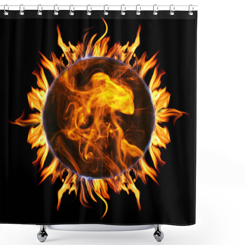 Personality  Circle Of Fire On Black  Shower Curtains