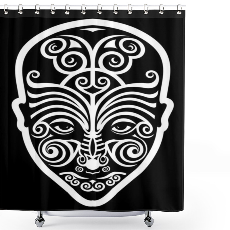 Personality  Maori Face Tattoo Shower Curtains