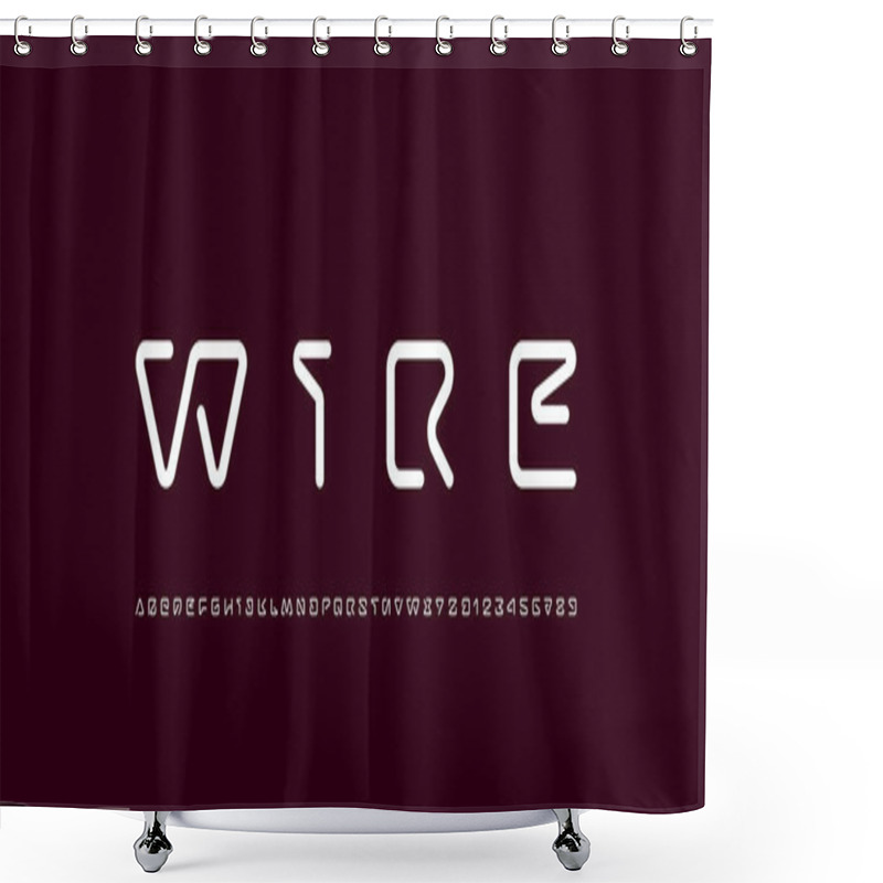 Personality  Digital Alphabet Font Made Techno Style, Cyber Uppercase Letters And Numbers Made In Futuristic Style, Vector Illustration 10EPS Shower Curtains