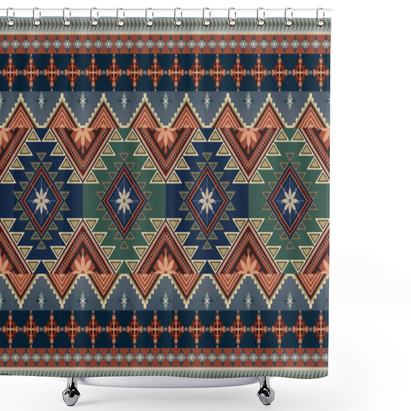 Personality  Navajo Tribal Vector Seamless Pattern. Native American Ornament. Ethnic South Western Decor Style. Boho Geometric Ornament. Vector Seamless Pattern. Mexican Blanket, Rug. Woven Carpet Illustration. Shower Curtains