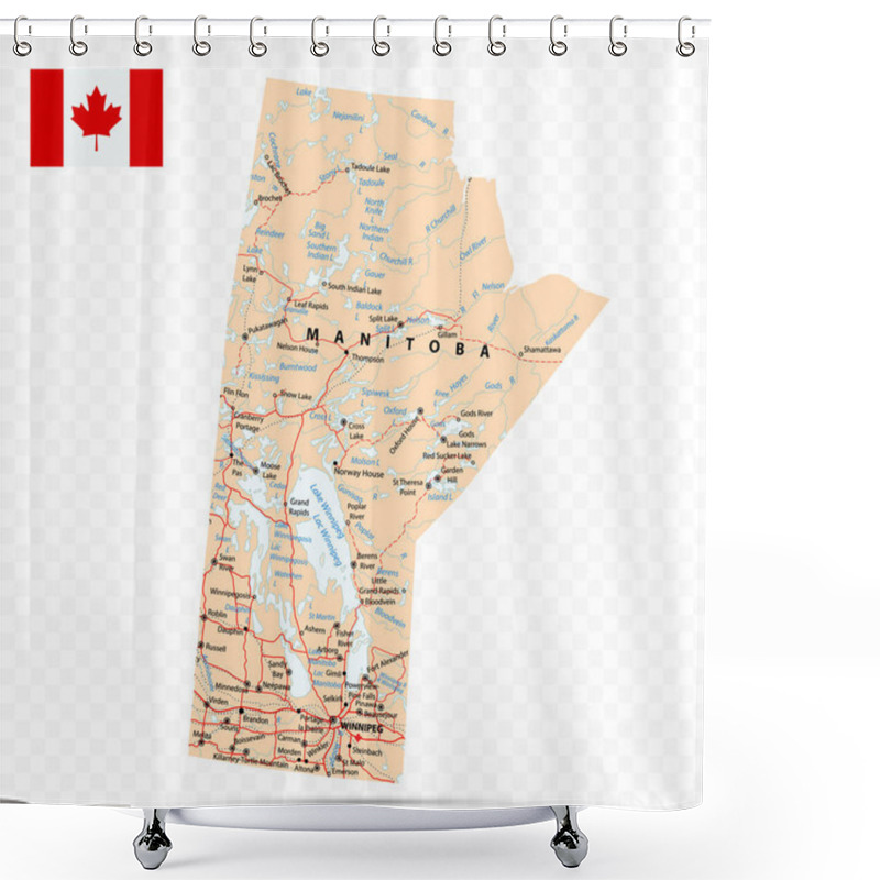 Personality  Manitoba Map. Canada State With Cities And Towns Shower Curtains