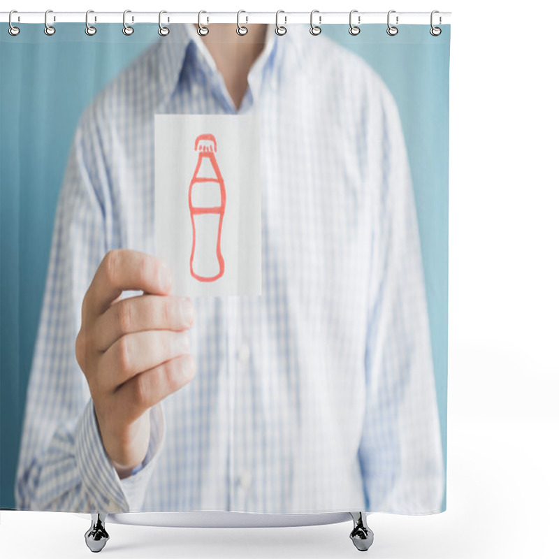 Personality  Drink In Bottle Icon On Paper Shower Curtains