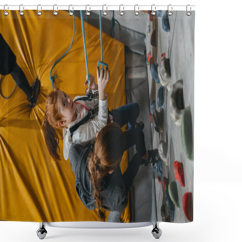 Personality  Little Girl Hanging On Wall With Grips Shower Curtains