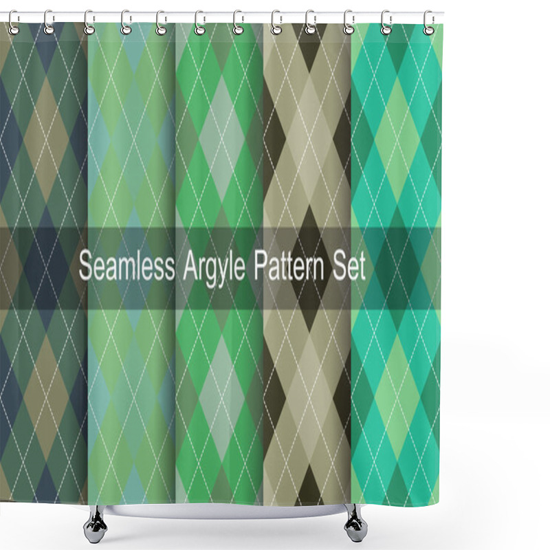 Personality  Seamless Argyle Pattern. Diamond Shapes Background. Vector Set. Shower Curtains