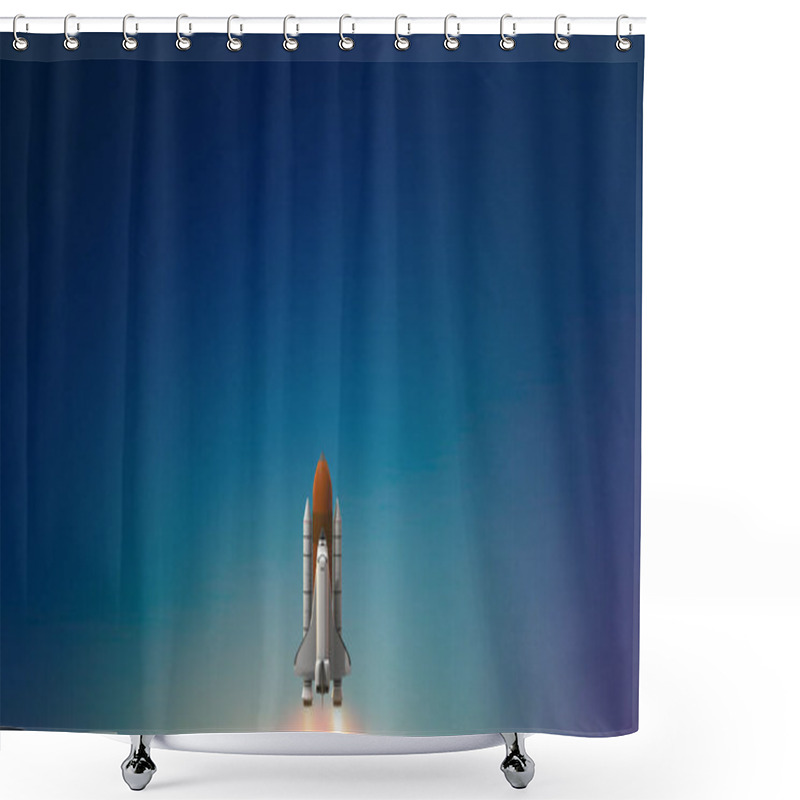 Personality  Commercial Space Rocket Launch Into Space With Exhaust Flames Shower Curtains