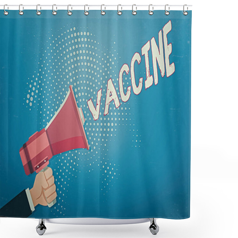 Personality  Word Writing Text Vaccine. Business Concept For Preparation Of Killed Microorganisms Or Living Attenuated Organisms Male Hu Analysis Hand Holding Gripping A Megaphone On Dotted Halftone Pattern. Shower Curtains