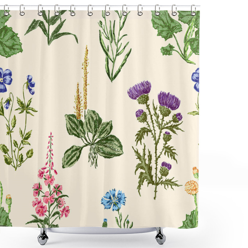 Personality  Meadow Flowers Pattern Shower Curtains