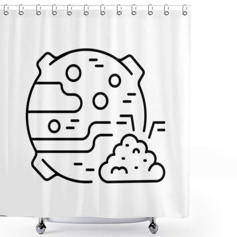 Personality  Space Regolith Black Line Icon. Shower Curtains