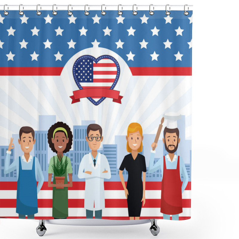 Personality  Happy Labor Day Card Shower Curtains