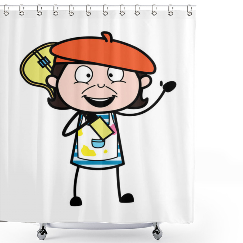 Personality  Cartoon Artist Holding Guitar Shower Curtains