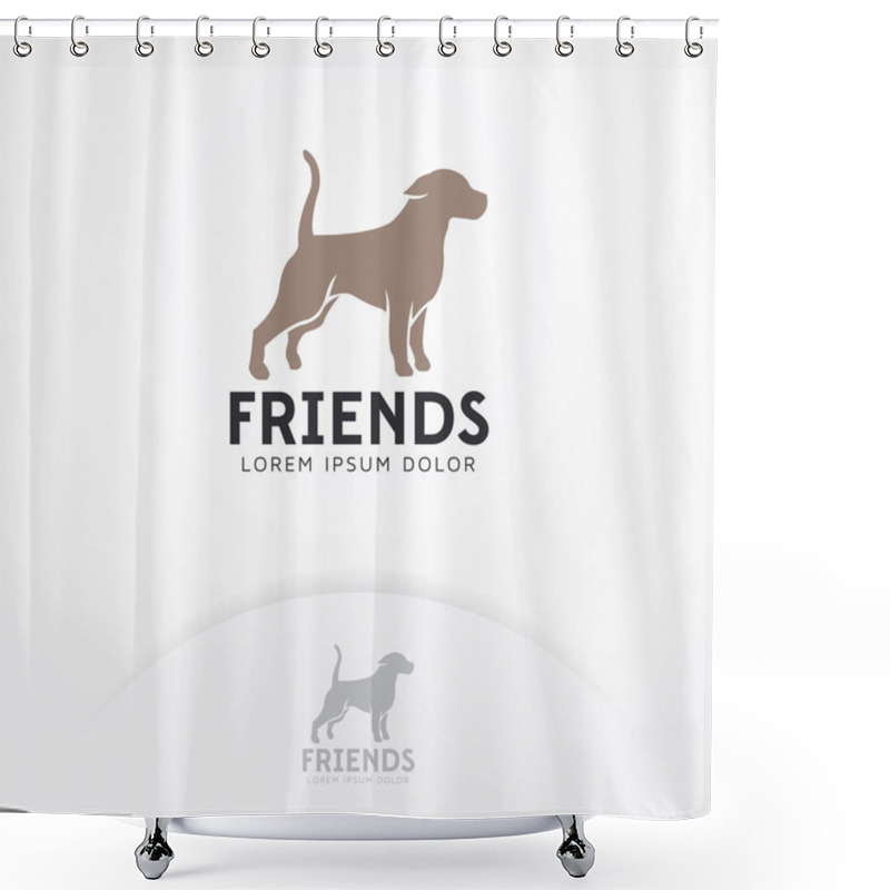 Personality  Dog Logo. Dog Silhouette For Icons, Symbols Of Animal Care Logo, Pet Food, Veterinary. Veterinarian Logo Template Shower Curtains