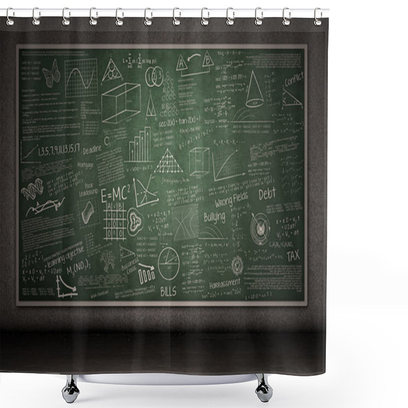 Personality  Chalkboard With Hand Drawings Shower Curtains