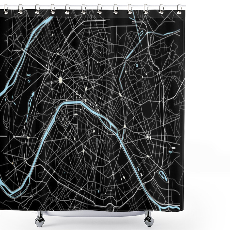 Personality  Vector Illustration Of Paris Map In Black And White Shower Curtains