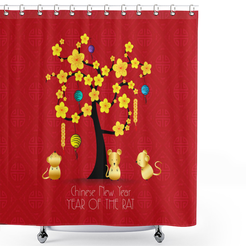 Personality  Tree Design For Chinese New Year Celebration. Year Of The Rat Shower Curtains