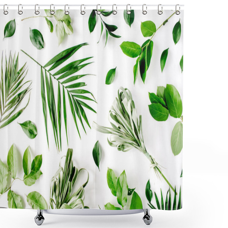 Personality  Green Pattern With Leaves Shower Curtains