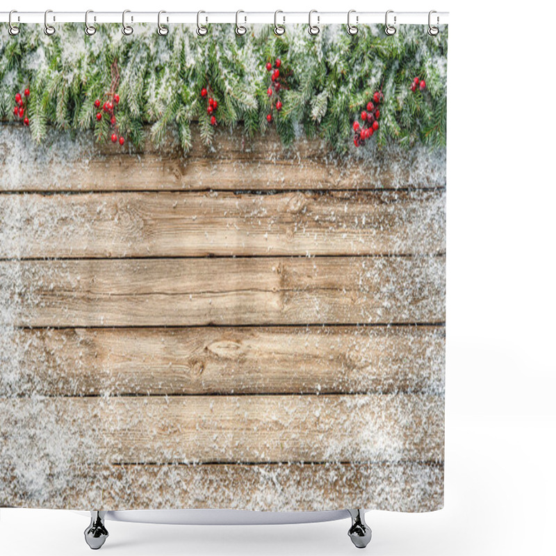 Personality  Christmas Wooden Background Shower Curtains