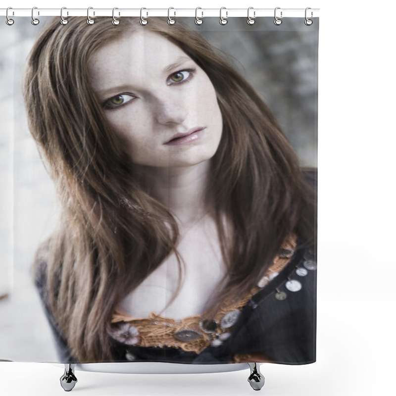 Personality  Lovely Redhead Shower Curtains