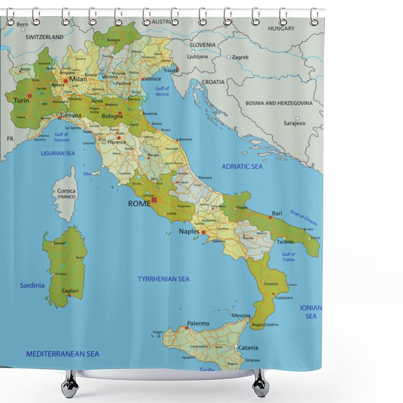 Personality  Italy - Political Map With Separated Layers. Shower Curtains