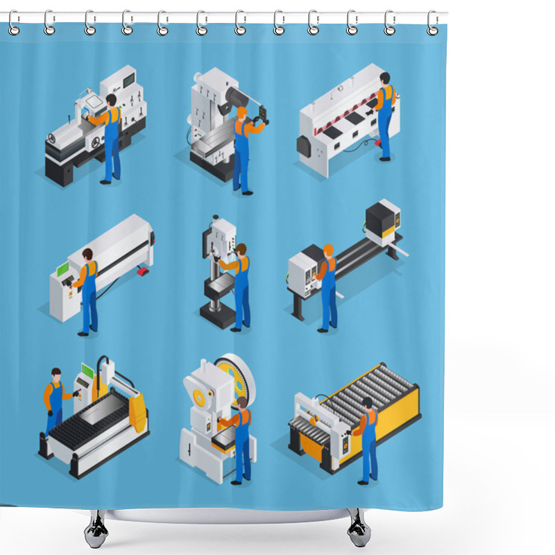 Personality  Metalworker Isometric Icon Set Shower Curtains