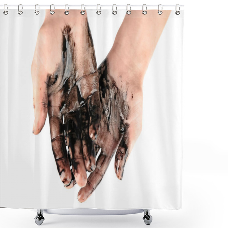 Personality  Human Hands With Oil  Shower Curtains