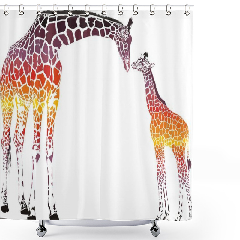 Personality  Surrealist Family Of Giraffes Shower Curtains