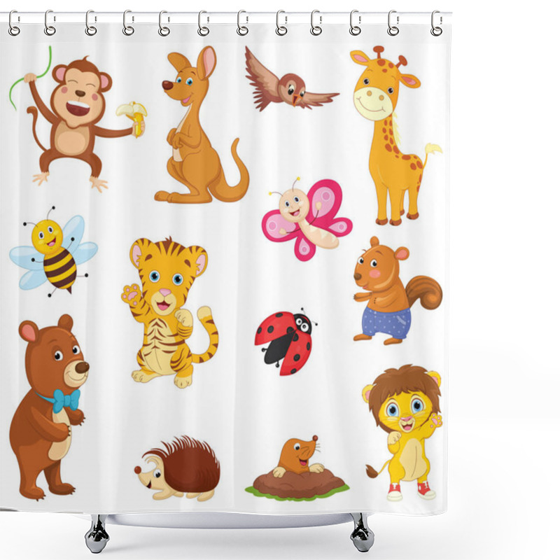 Personality  Vector Illustration Of A Cartoon Animals Shower Curtains