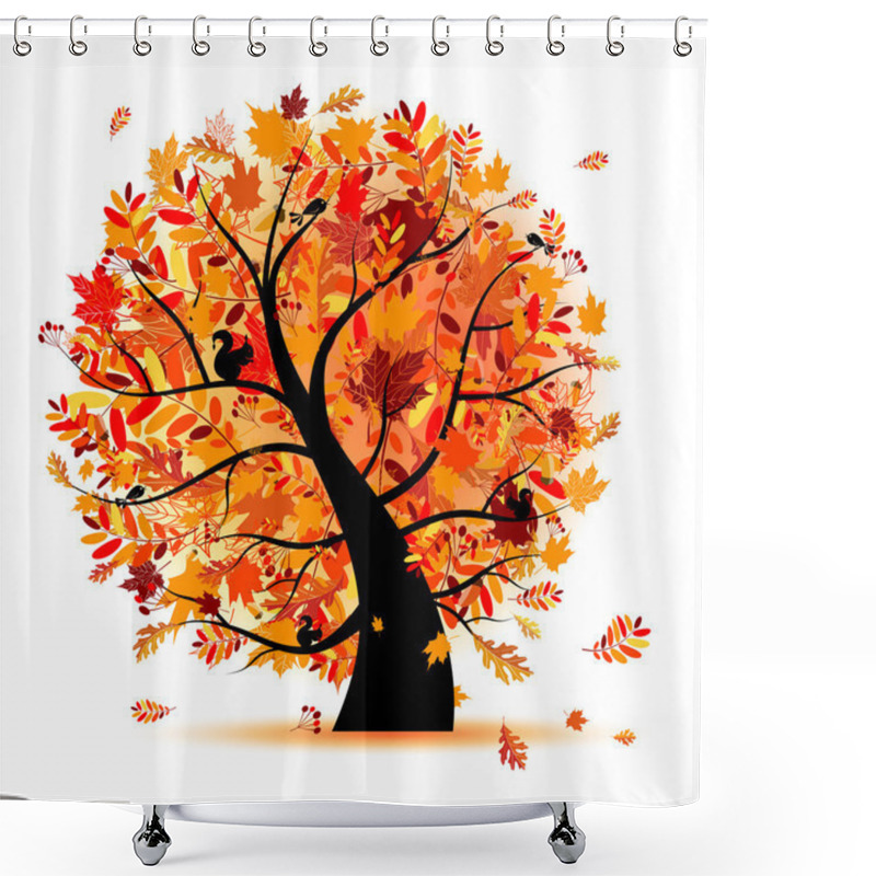 Personality  Beautiful Autumn Tree For Your Design Shower Curtains