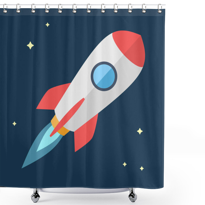 Personality  Simple Flying Rocket, Spaceship Shower Curtains