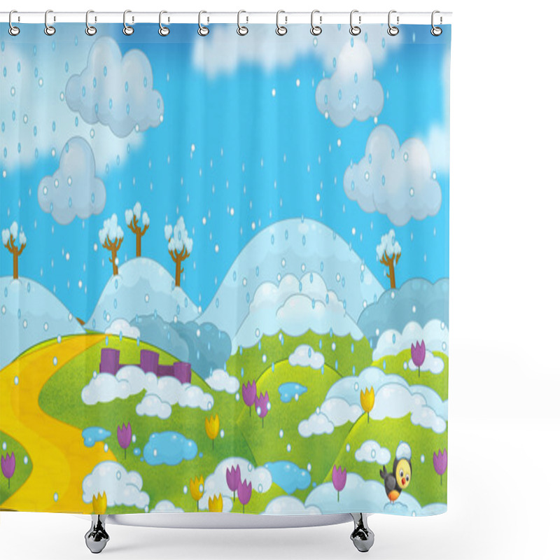 Personality  Cartoon Winter Nature Scene Shower Curtains