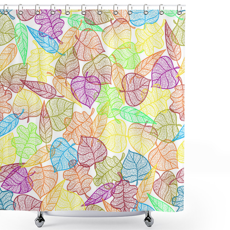 Personality  Autumn Transparent Leaves Pattern Background Shower Curtains