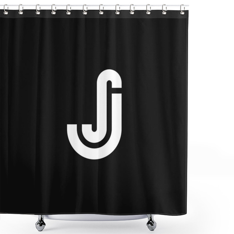 Personality  Modern Vector Logo Letter JS. JS Letter Design Vector Shower Curtains