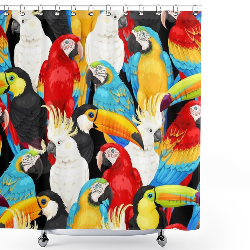 Personality  Vector Seamless Pattern With High Detailed Birds Shower Curtains