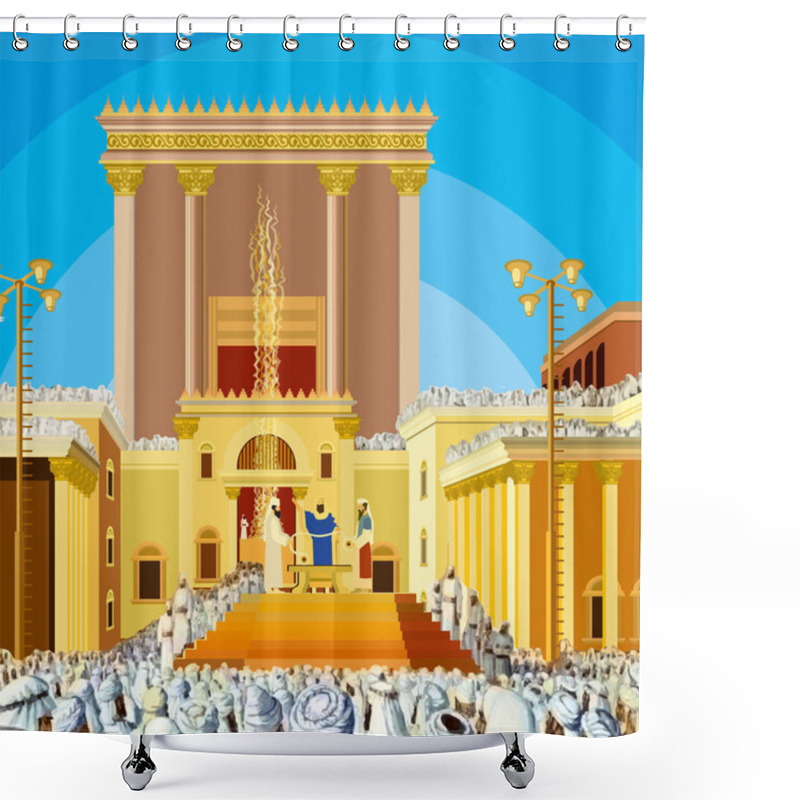 Personality  Jerusalem Temple. A Scene Of  Jewish King Long Ago In The Era  The Second  In  Called Hakhel. The  Festival  Sukkot. Shower Curtains