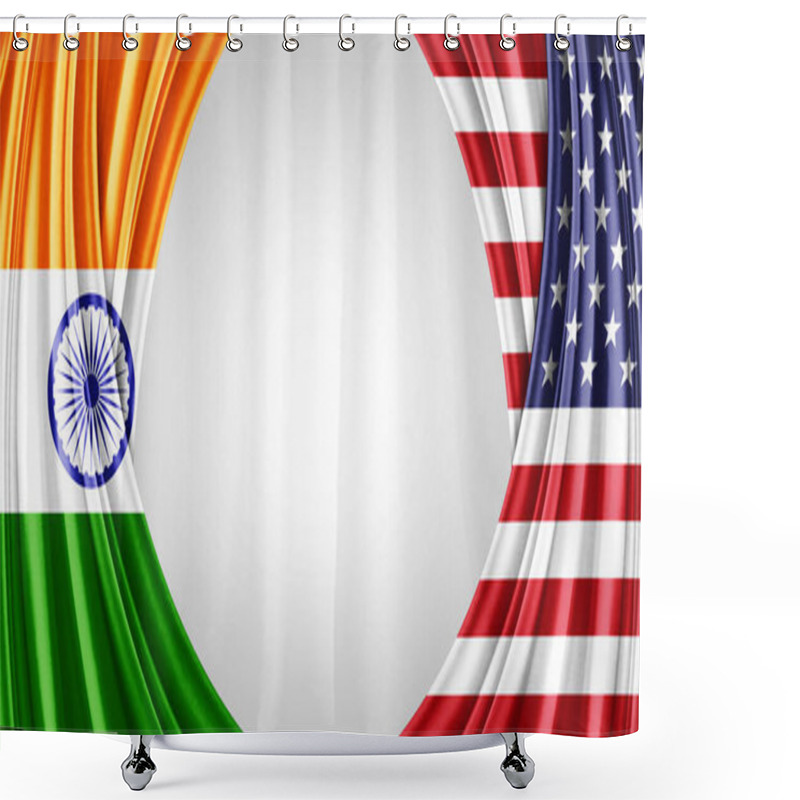 Personality  India And American Flag Of Silk With Copyspace For Your Text Or Images And White Background -3D Illustration Shower Curtains